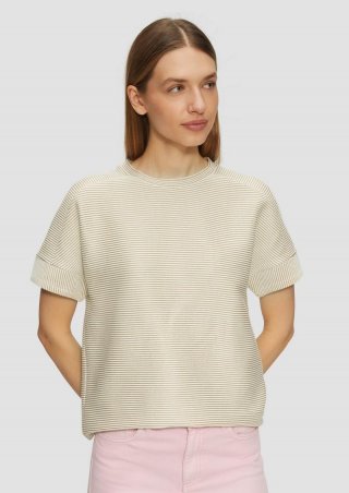s.Oliver T-Shirt mit Strukturstreifen im Relaxed Fit - sandstein