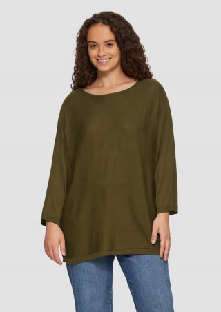 s.Oliver Strickpullover mit Fledermausarm - olivgrün