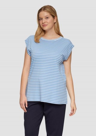 s.Oliver Gestreiftes Shirt im Relaxed Fit aus Interlock-Jersey - himmelblau