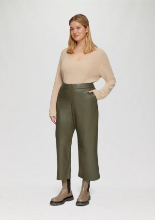 s.Oliver Culotte aus Lederimitat mit Nahtdetails - olivgrün