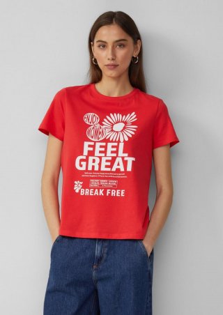 s.Oliver Baumwollshirt mit Frontprint - chilirot