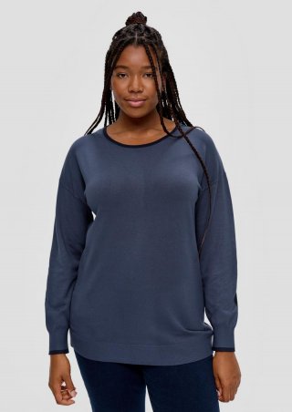s.Oliver Strickpullover mit Konstrastdetails - navy