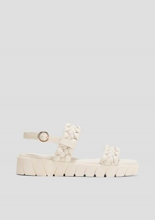 s.Oliver Sandalen mit Flecht-Detail und Dornschließe - creme