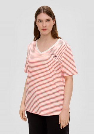 s.Oliver Weiches T-Shirt mit V-Ausschnitt - dunkelorange