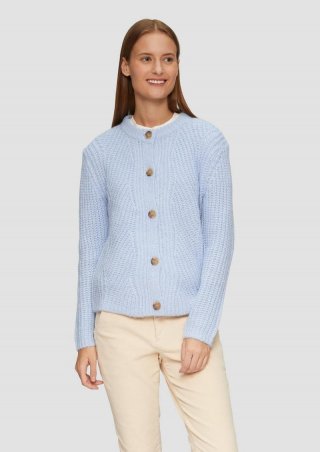 s.Oliver Weicher Strickcardigan aus Alpakamix - hellblau