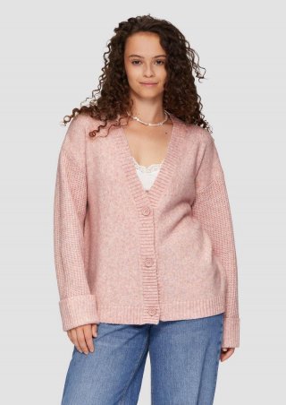 s.Oliver Weiche Strickjacke in melierter Optik - rosa