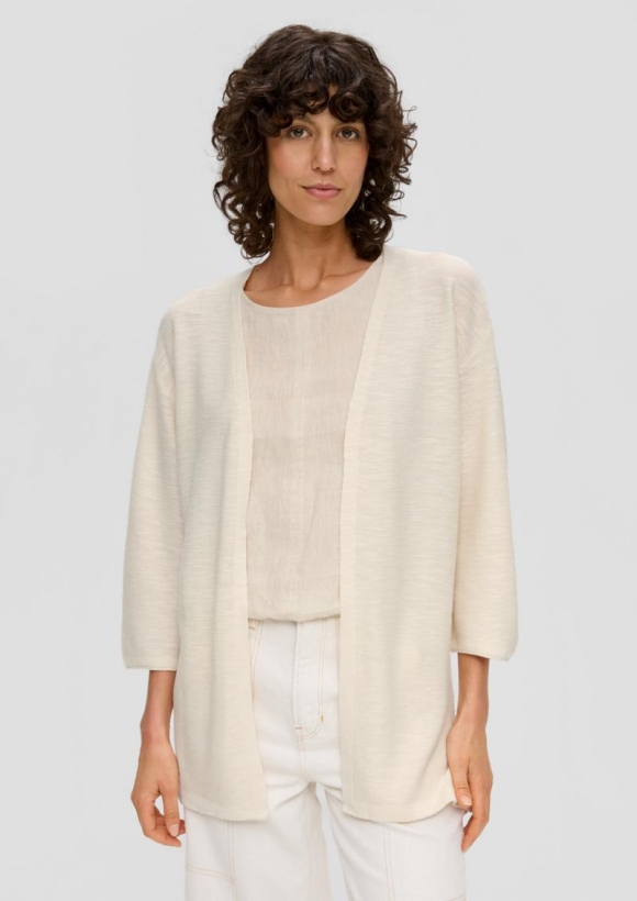 s.Oliver Lange Strickjacke aus Leinenmix - beige