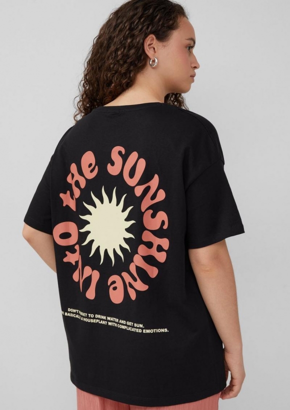 s.Oliver Baumwollshirt mit Rückenprint - schwarz