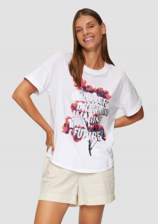 s.Oliver Oversized T-Shirt aus Jersey mit Frontprint - weiß