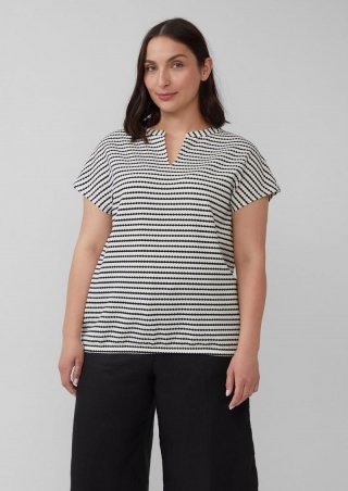 s.Oliver Strukturiertes T-Shirt im Relaxed Fit - ecru