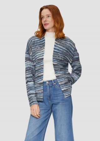 s.Oliver Locker geschnittene Strickjacke in Streifenoptik - blau