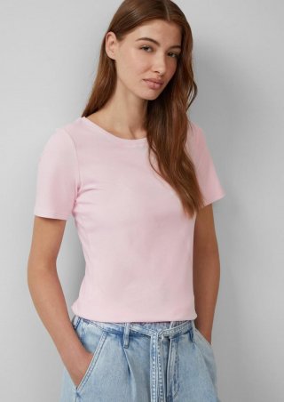 s.Oliver T-Shirt aus Interlockjersey im Slim Fit - zartrosa
