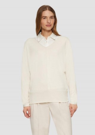 s.Oliver Langarmshirt mit Fledermausärmeln und breitem Bund - beige