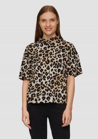 s.Oliver Crêpe-Shirt mit Stehkragen - creme