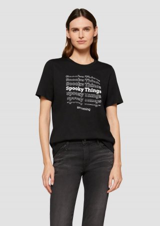 s.Oliver T-Shirt mit Halloween-Motiv - schwarz