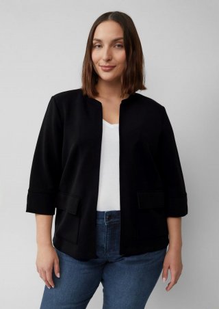 s.Oliver Scuba-Sweatjacke mit 3/4-Ärmeln - schwarz