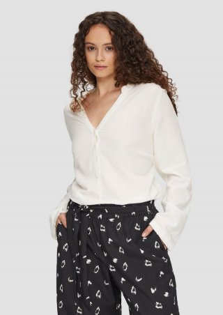 s.Oliver Bluse mit Stehkragen und Knopfleiste - creme