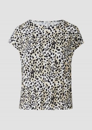 s.Oliver Ärmelloses T-Shirt im Relaxed Fit mit All-over-Muster - ecru