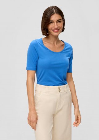 s.Oliver Jersey-Shirt mit U-Ausschnitt - royalblau