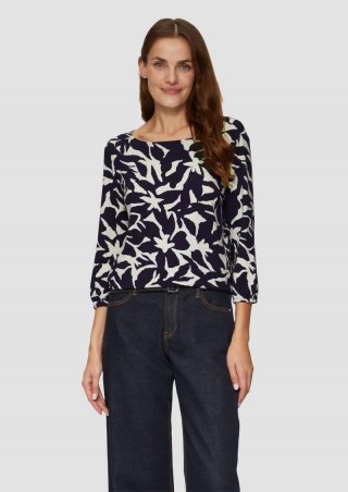 s.Oliver Shirt mit All-over-Print aus Viskosestretch - navy