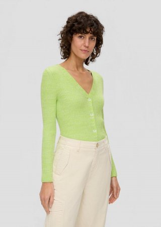 s.Oliver Feine Strickjacke aus Viskosemix - limettengrün