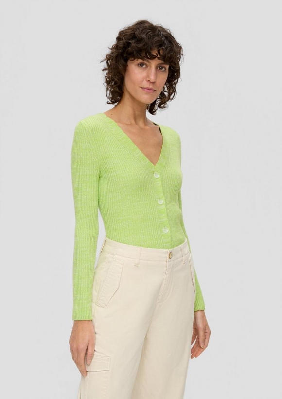 s.Oliver Feine Strickjacke aus Viskosemix - limettengrün