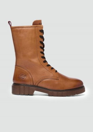 s.Oliver Schnür-Stiefel aus Leder - cognac