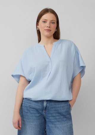 s.Oliver Doubleface-Bluse mit Raffung - hellblau