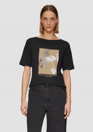 s.Oliver Jerseyshirt mit Frontprint - schwarz