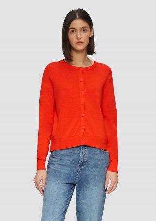 s.Oliver Rundhals-Strickjacke mit Knopfleiste - dunkelorange