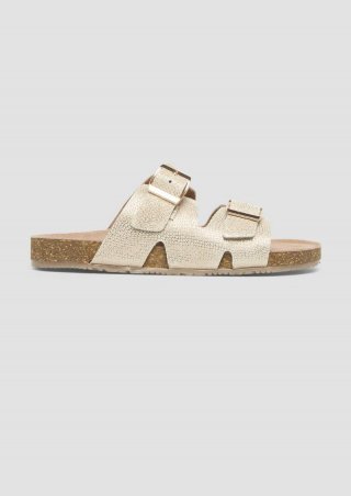 s.Oliver Pantoletten aus Rindsleder mit Dornschließe - beige