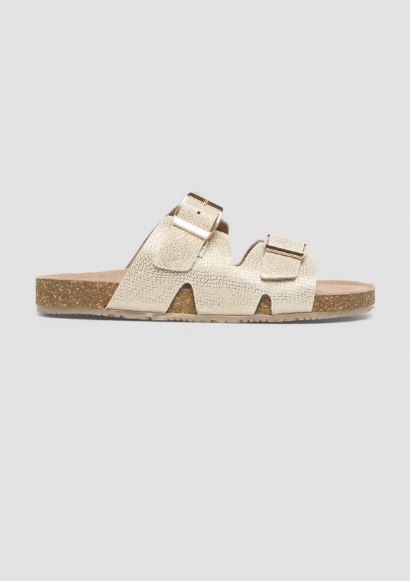 s.Oliver Pantoletten aus Rindsleder mit Dornschließe - beige