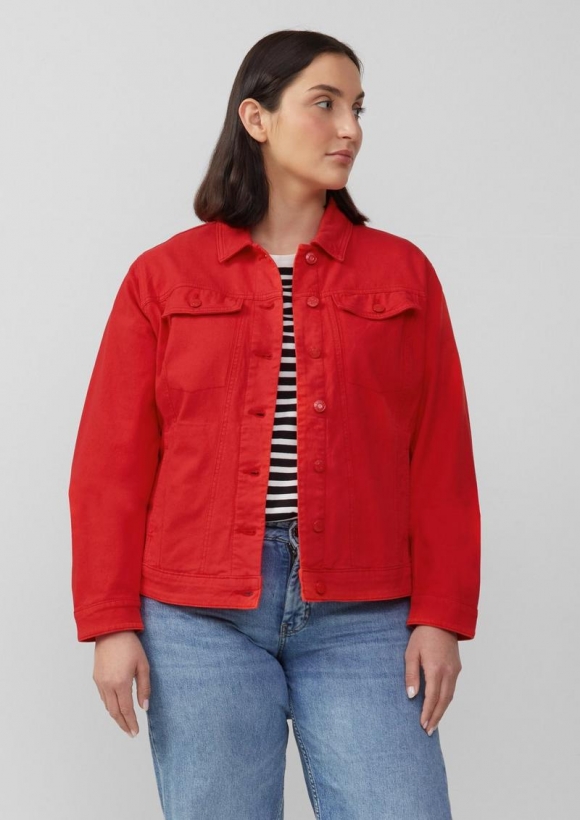 s.Oliver Elastische Jeansjacke mit seitlichen Eingrifftaschen - rot
