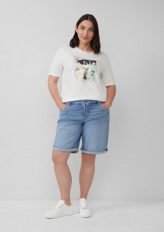 s.Oliver Bermuda Jeans / Curvy Fit / Mid Rise / Slim Tapered Leg - blau