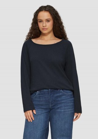 s.Oliver T-Shirt mit Flammgarnstruktur aus Baumwollmix - navy