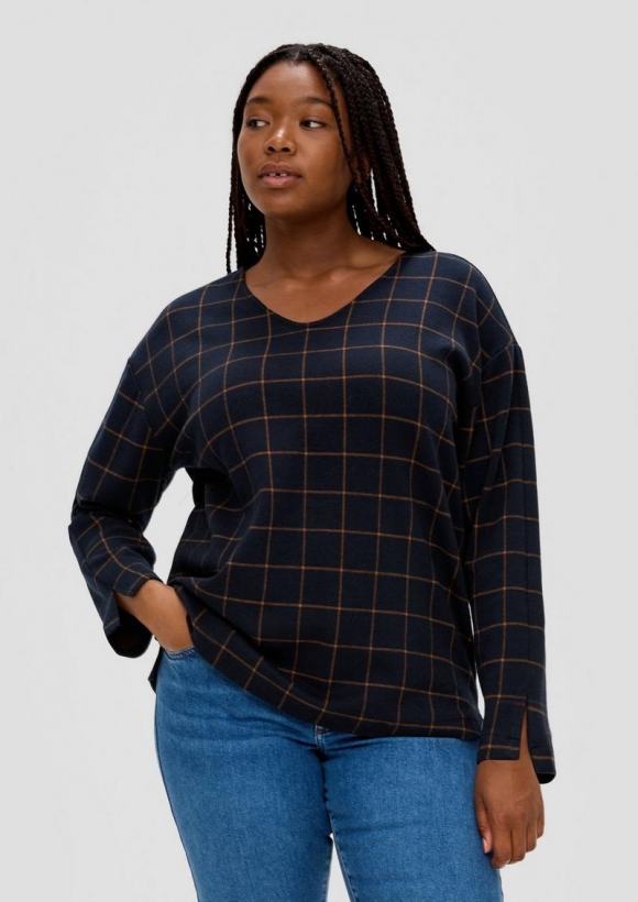s.Oliver Sweatshirt mit Strickmuster - navy