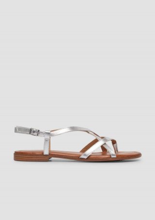 s.Oliver Riemchen-Sandalen aus Leder - silber