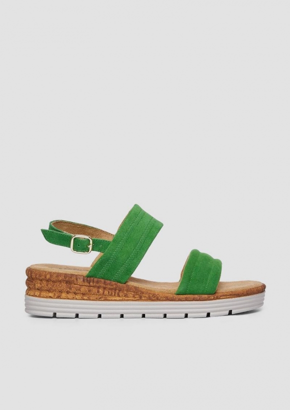 s.Oliver Legere Ledersandalen mit Plateausohle - grün