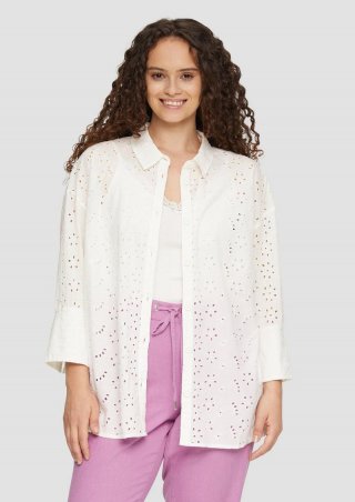 s.Oliver Oversized-Hemdbluse mit überschnittenen Schultern - ecru