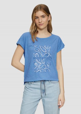 s.Oliver T-Shirt im Relaxed Fit mit Artwork - royalblau