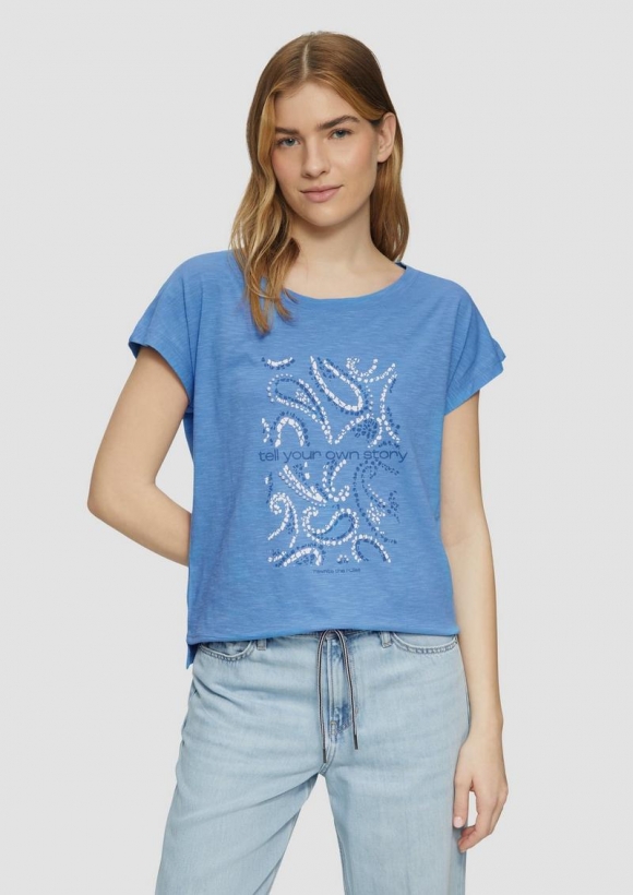 s.Oliver T-Shirt im Relaxed Fit mit Artwork - royalblau