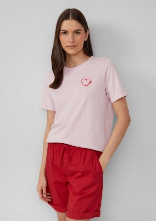 s.Oliver Jerseyshirt aus Baumwolle mit Stickerei - zartrosa