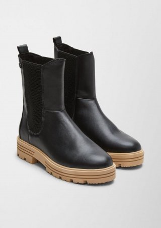 s.Oliver Boots mit Elastikeinsätzen - schwarz