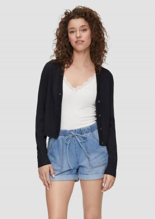 s.Oliver Strickjacke aus Viskosemix mit Rollsaum - schwarz