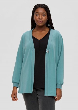 s.Oliver Strickjacke mit Rippblende - helles petrol