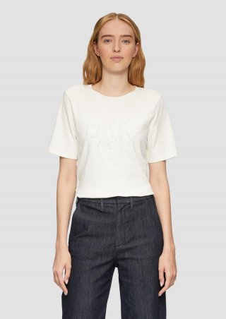 s.Oliver Shirt mit Schmuckperlen-Applikation - creme