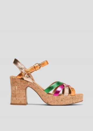 s.Oliver Sandalen mit Blockabsatz - mehrfarbig