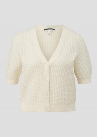 s.Oliver Strickjacke mit Ajourmuster - ecru
