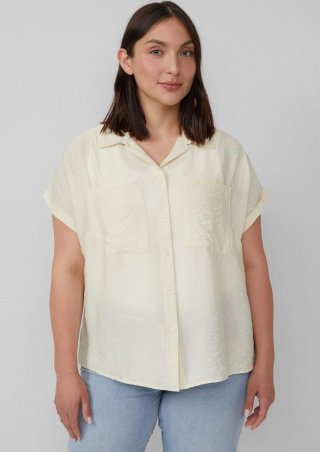 s.Oliver Bluse aus strukturiertem Viskosemix mit aufgesetzter Tasche - helles beige