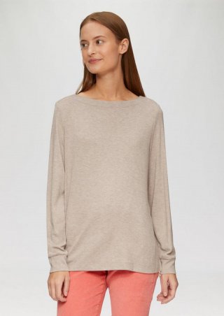 s.Oliver Weiches Longsleeve aus Jerseystrick - hellbraun